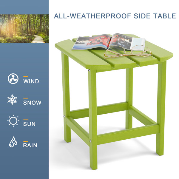 Ebern Designs Bonifacia Adirondack Outdoor Side Table, HDPE Plastic End